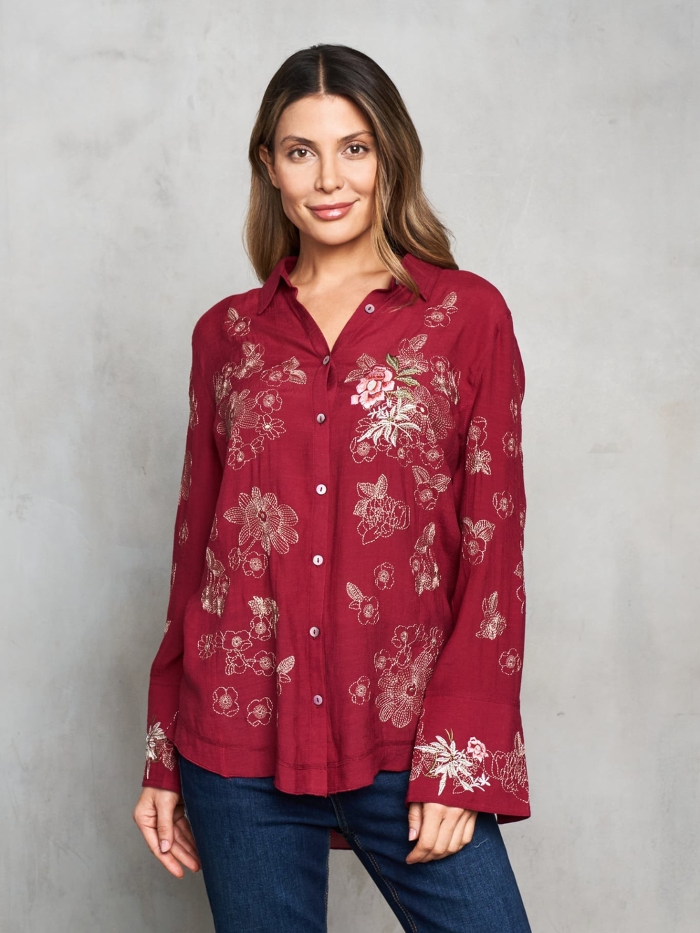 BOHO CHIC -Womens Floral Button-Up Shirt  by PAPARAZZI by BIZ Size S